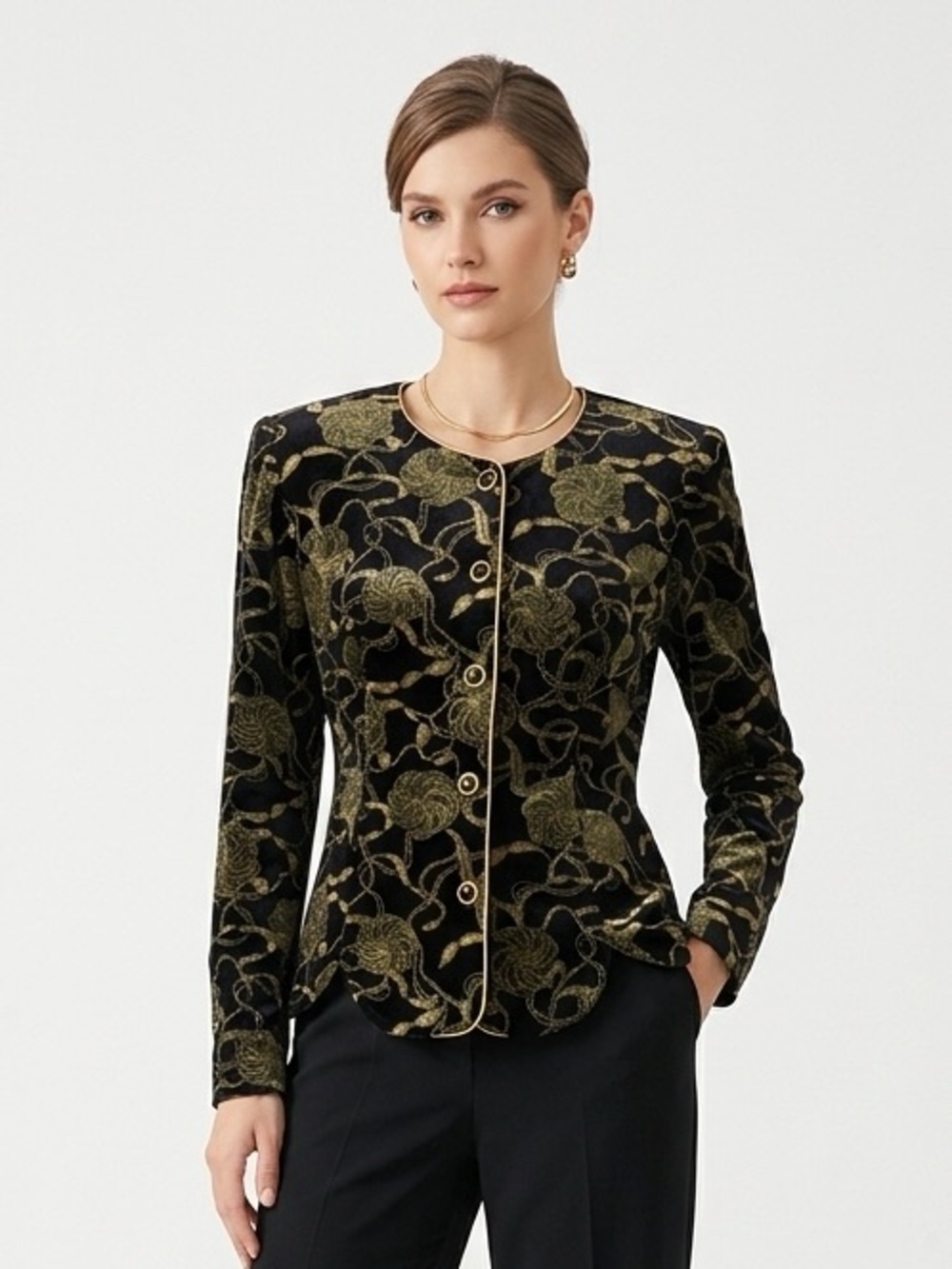 R&K Evening Printed Velour Jacket Size 10 EUC $100 lcsr